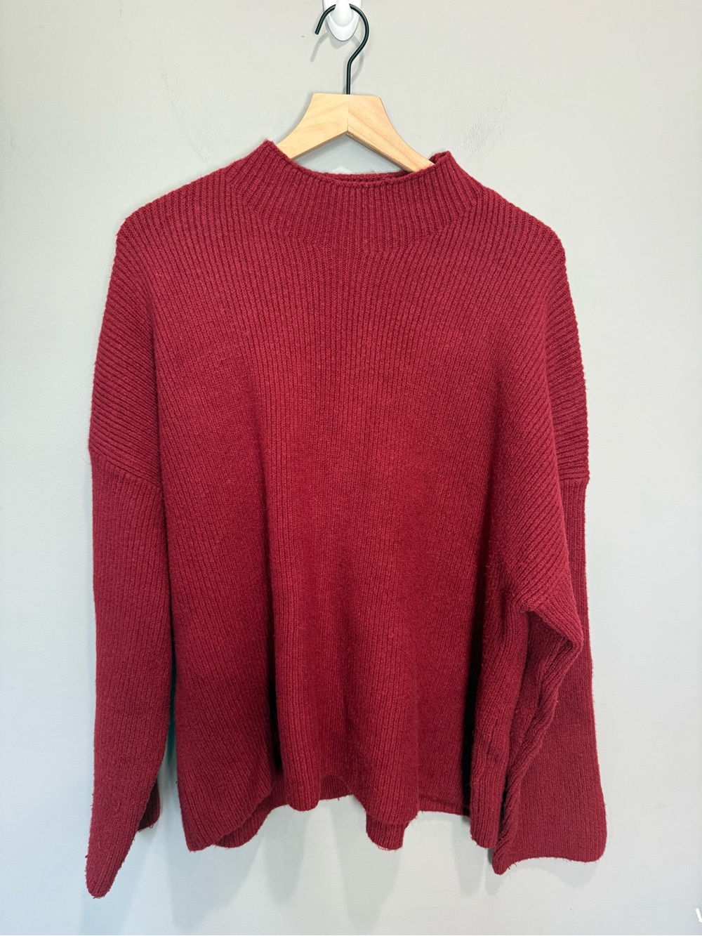 Abercrombie & Fitch Oversized Mock Neck Sweater Burgundy XL